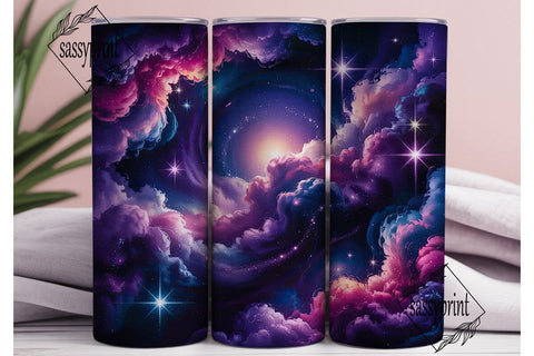 Purple Pink Galaxy Tumbler Wrap PNG Sublimation sassyprint 