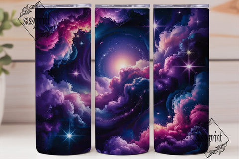 Purple Pink Galaxy Tumbler Wrap PNG Sublimation sassyprint 