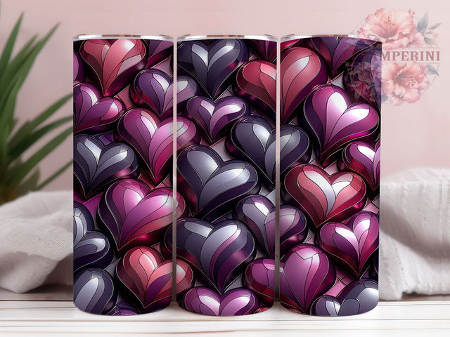 Purple Pink Heart Seamless Tumbler, Pink Hearts, Seamless Wrap, Sublimation Art, 20oz Tumbler, Love Theme, Romantic Design Sublimation Li Zamperini 