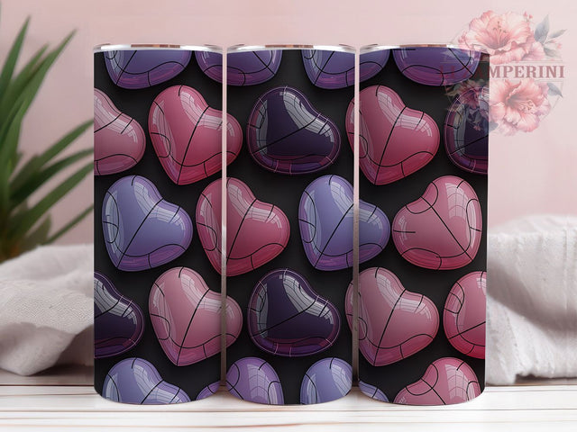 Purple Pink Heart Seamless Tumbler, Pink Hearts, Seamless Wrap, Sublimation Art, 20oz Tumbler, Love Theme, Romantic Design Sublimation Li Zamperini 
