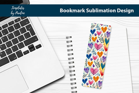 Purple Pink Orange Heart Printable Bookmark Sublimation Sublimation Templates by Pauline 