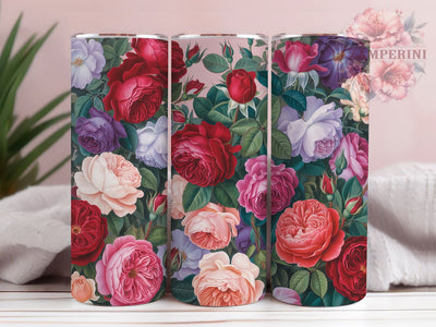 Purple Red Roses Romantic 20oz Tumbler, Floral Garden, Blooming Roses, Luxurious Design, Romantic Style, 20oz Tumbler Wrap, Sublimation PNG Sublimation Li Zamperini 