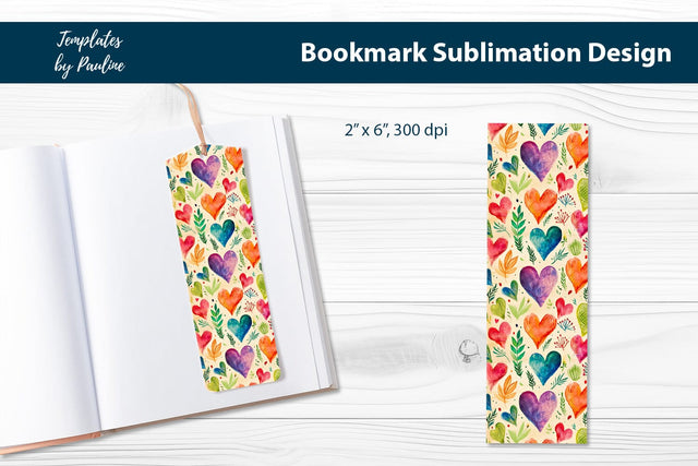 Purple Red Yellow Heart Printable Bookmark Sublimation Sublimation Templates by Pauline 