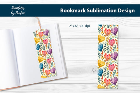 Purple Red Yellow Heart Printable Bookmark Sublimation Sublimation Templates by Pauline 