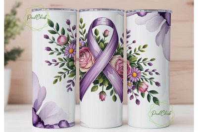 Purple Ribbon Awareness 20oz Tumbler Sublimation PixelChick 
