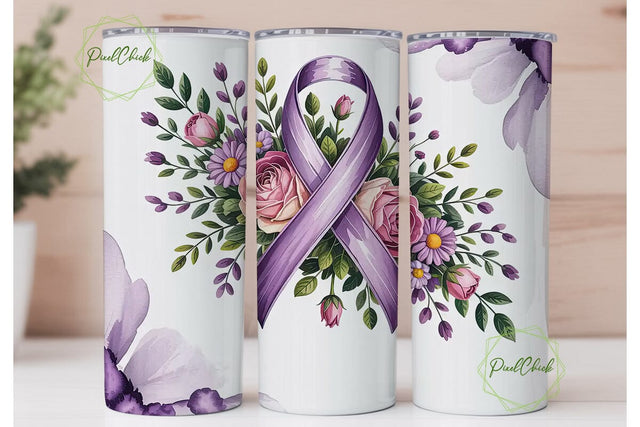 Purple Ribbon Awareness 20oz Tumbler Sublimation PixelChick 