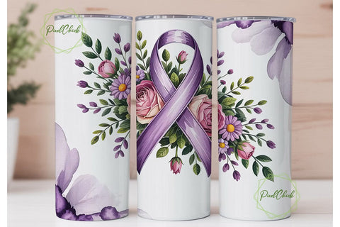 Purple Ribbon Awareness 20oz Tumbler Sublimation PixelChick 