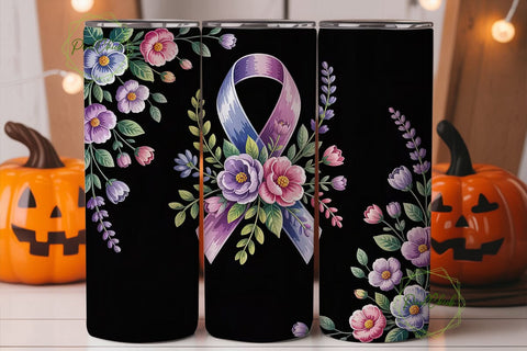 Purple Ribbon Awareness 20oz Tumbler Sublimation PixelChick 