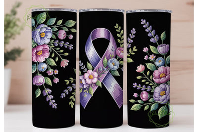 Purple Ribbon Awareness 20oz Tumbler Sublimation PixelChick 