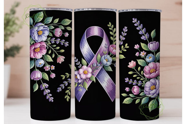 Purple Ribbon Awareness 20oz Tumbler Sublimation PixelChick 
