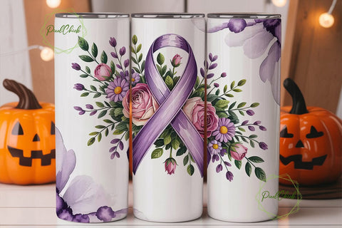 Purple Ribbon Awareness 20oz Tumbler Sublimation PixelChick 
