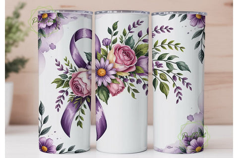 Purple Ribbon Awareness 20oz Tumbler Sublimation PixelChick 