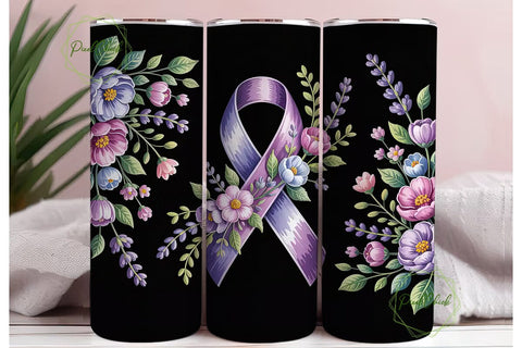 Purple Ribbon Awareness 20oz Tumbler Sublimation PixelChick 