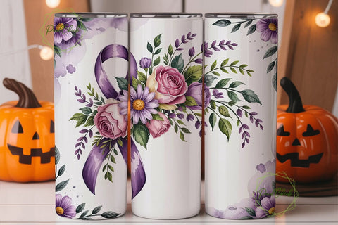 Purple Ribbon Awareness 20oz Tumbler Sublimation PixelChick 