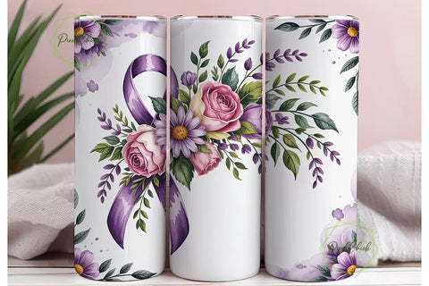 Purple Ribbon Awareness 20oz Tumbler Sublimation PixelChick 