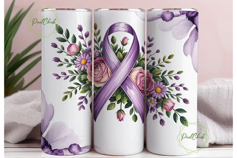 Purple Ribbon Awareness 20oz Tumbler Sublimation PixelChick 