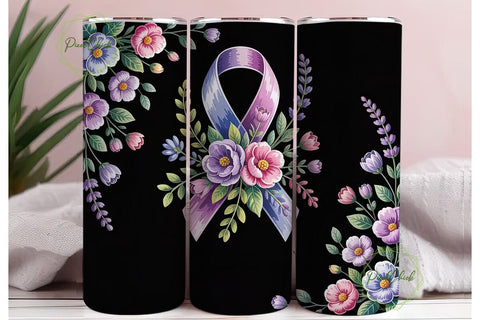 Purple Ribbon Awareness 20oz Tumbler Sublimation PixelChick 