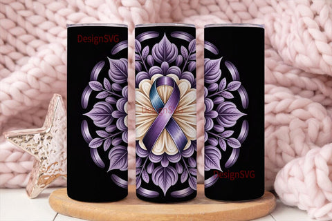 Purple Ribbon Awareness Tumbler Wrap Sublimation DesignSVG 