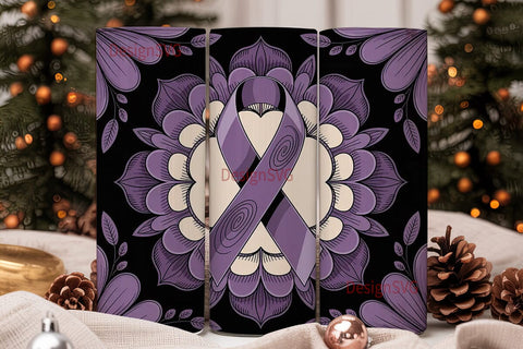 Purple Ribbon Awareness Tumbler Wrap Sublimation DesignSVG 