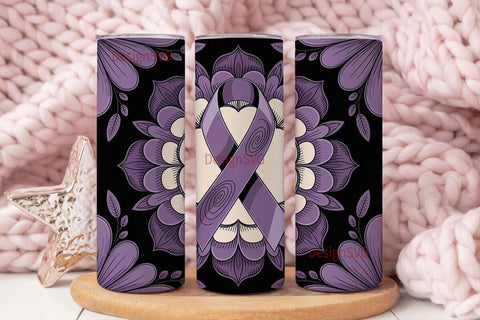 Purple Ribbon Awareness Tumbler Wrap Sublimation DesignSVG 