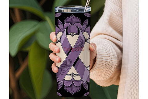 Purple Ribbon Awareness Tumbler Wrap Sublimation DesignSVG 