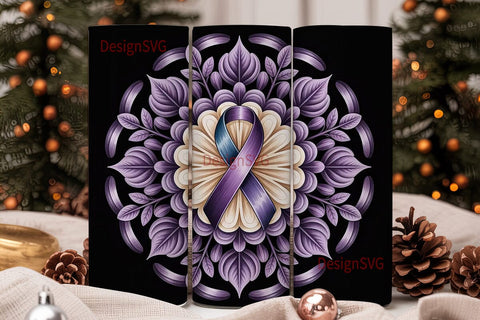 Purple Ribbon Awareness Tumbler Wrap Sublimation DesignSVG 