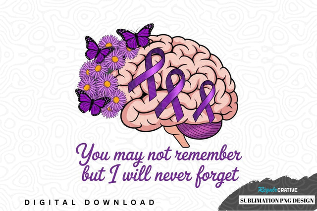Purple ribbon brain awareness sublimation png design Sublimation Regulrcrative 