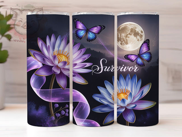 Purple Ribbon Cancer Survivor Tumbler Wrap, Survivor Theme, Awareness Design, Purple Ribbon, Empowerment Style, Hope Wrap, Sublimation Design Sublimation Lara' s Designs 