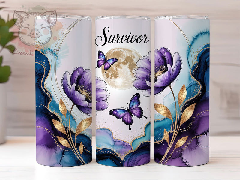 Purple Ribbon Cancer Survivor Tumbler Wrap, Survivor Theme, Awareness Design, Purple Ribbon, Empowerment Style, Hope Wrap, Sublimation Design Sublimation Lara' s Designs 