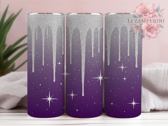 Purple Silver Glitter Tumbler, Silver Glitter, Sparkle Tumbler, Glam Purple Design, Glitter Aesthetic, 20oz Tumbler, Sublimation Design Sublimation Li Zamperini 