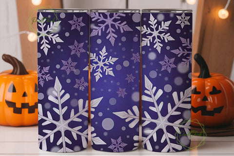 Purple Snowflake 20oz Tumbler Wrap Sublimation PixelChick 