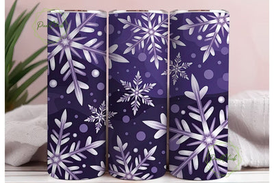 Purple Snowflake 20oz Tumbler Wrap Sublimation PixelChick 