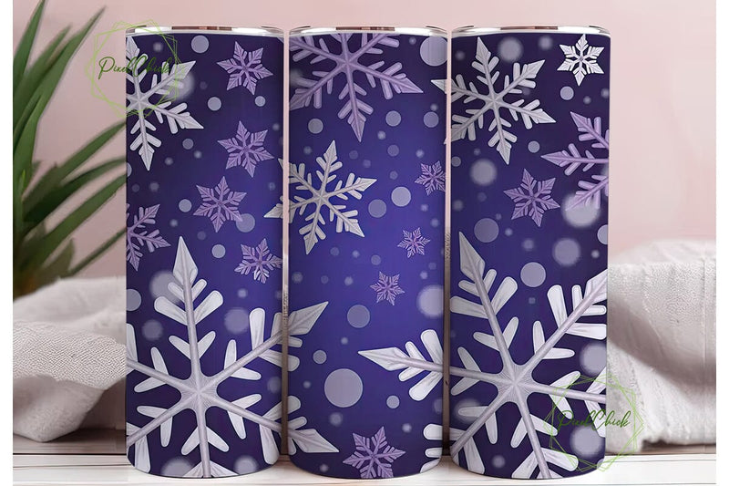 Purple Snowflake 20oz Tumbler Wrap Sublimation PixelChick 