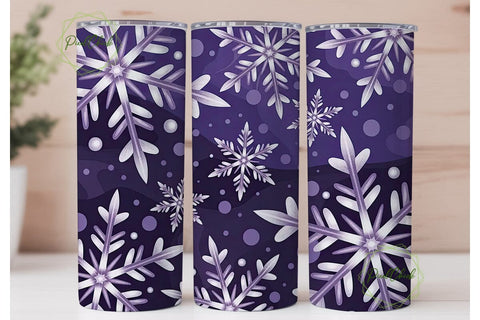 Purple Snowflake 20oz Tumbler Wrap Sublimation PixelChick 