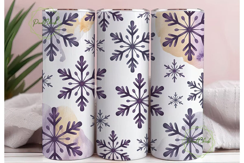 Purple Snowflake Tumbler Wrap Sublimation PixelChick 