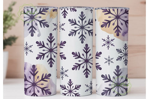 Purple Snowflake Tumbler Wrap Sublimation PixelChick 