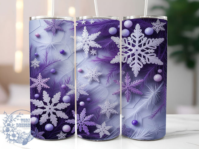 Purple Snowflake Winter Tumbler, Seamless Winter Snow Wrap, Snowflake Sublimation Design, 20oz Purple Snow Tumbler, Frosty Winter Art, Whimsical Snowflake Mug, Festive Holiday Cup Sublimation ToriDesigns 