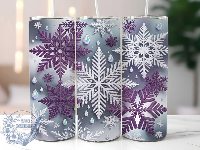 Purple Snowflake Winter Tumbler, Seamless Winter Snow Wrap, Snowflake Sublimation Design, 20oz Purple Snow Tumbler, Frosty Winter Art, Whimsical Snowflake Mug, Festive Holiday Cup Sublimation ToriDesigns 