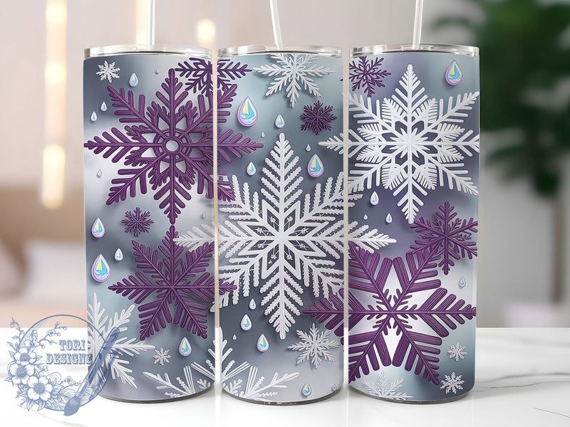 Purple Snowflake Winter Tumbler, Seamless Winter Snow Wrap, Snowflake Sublimation Design, 20oz Purple Snow Tumbler, Frosty Winter Art, Whimsical Snowflake Mug, Festive Holiday Cup Sublimation ToriDesigns 