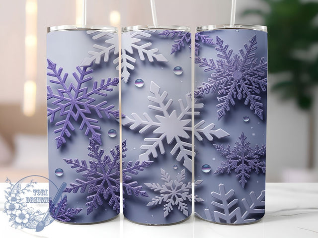 Purple Snowflake Winter Tumbler, Seamless Winter Snow Wrap, Snowflake Sublimation Design, 20oz Purple Snow Tumbler, Frosty Winter Art, Whimsical Snowflake Mug, Festive Holiday Cup Sublimation ToriDesigns 