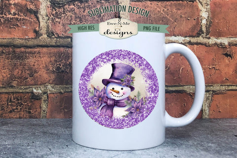 Purple Snowman Wind Spinner Sublimation Design | Round Snowman Sublimation Design Sublimation Ewe-N-Me Designs 