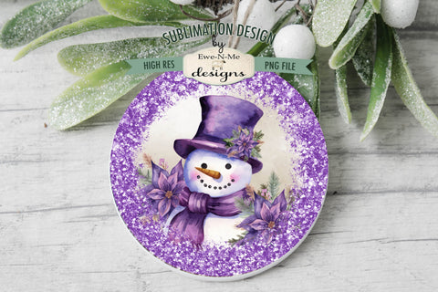 Purple Snowman Wind Spinner Sublimation Design | Round Snowman Sublimation Design Sublimation Ewe-N-Me Designs 