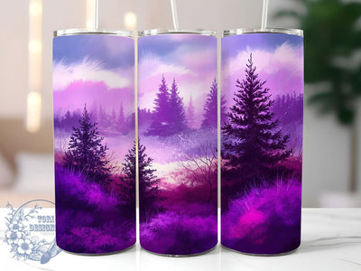 Purple Snowy Winter Forest Tumbler, Christmas Tree Scene, Winter Forest Tumbler, 20Oz Wrap Design, Christmas Sublimation, Purple Holiday Art, Snowy Forest Theme Sublimation ToriDesigns 
