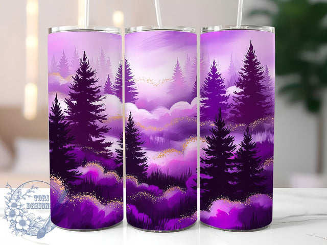 Purple Snowy Winter Forest Tumbler, Christmas Tree Scene, Winter Forest Tumbler, 20Oz Wrap Design, Christmas Sublimation, Purple Holiday Art, Snowy Forest Theme Sublimation ToriDesigns 