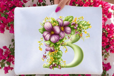 Purple Spring Flower Alphabet PNG Bundle Sublimation SVGArt 