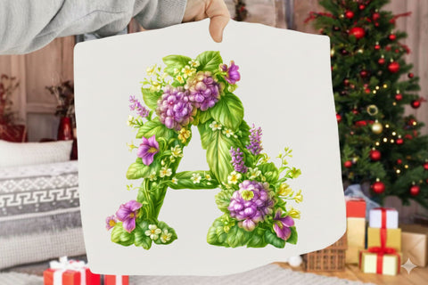 Purple Spring Flower Alphabet PNG Bundle Sublimation SVGArt 