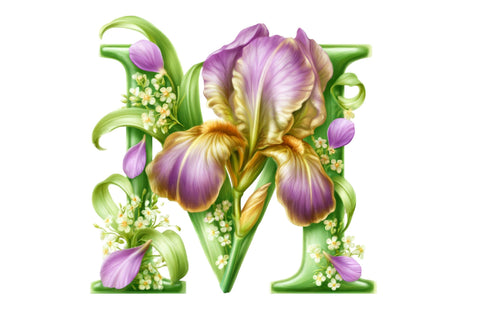 Purple Spring Flower Alphabet PNG Bundle Sublimation SVGArt 