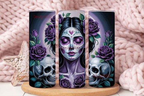 Purple Sugar Skull 20oz Tumbler Wrap Sublimation DesignSVG 