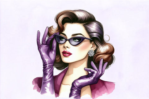 Purple Summer Vintage Woman Clipart Sublimation SVGista 