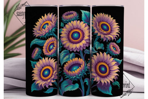Purple Sunflower 20oz Tumbler Wrap Sublimation sassyprint 